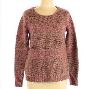Fossil Striped Woven Metallic Knit Merino Wool Lambswool Cashmere Sweater XS